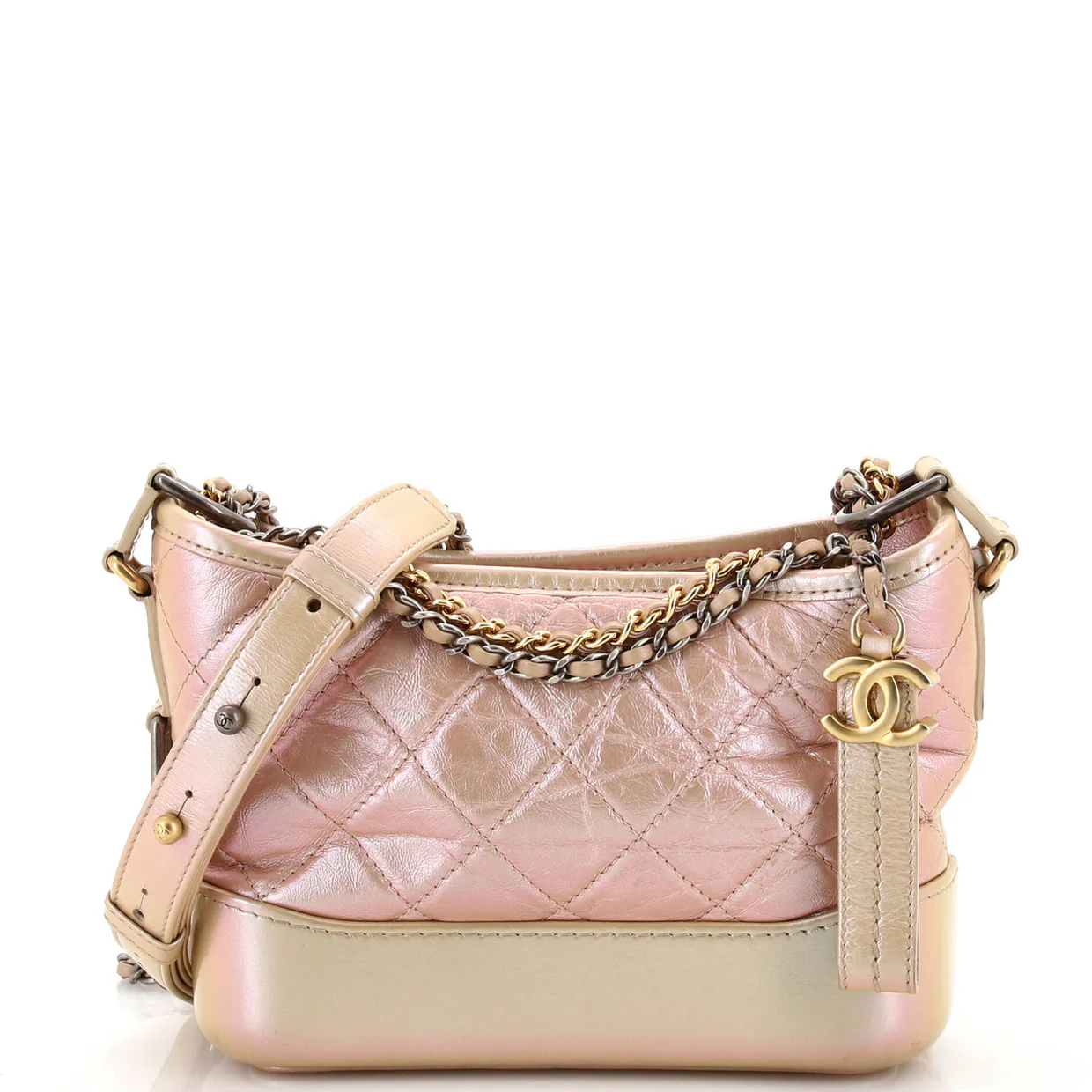 Gabrielle Hobo Quilted Iridescent Aged Calfskin Small - Deep Luxury