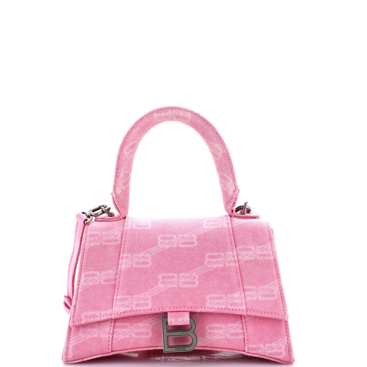 Hourglass Top Handle Bag BB Monogram Denim Small - Deep Luxury