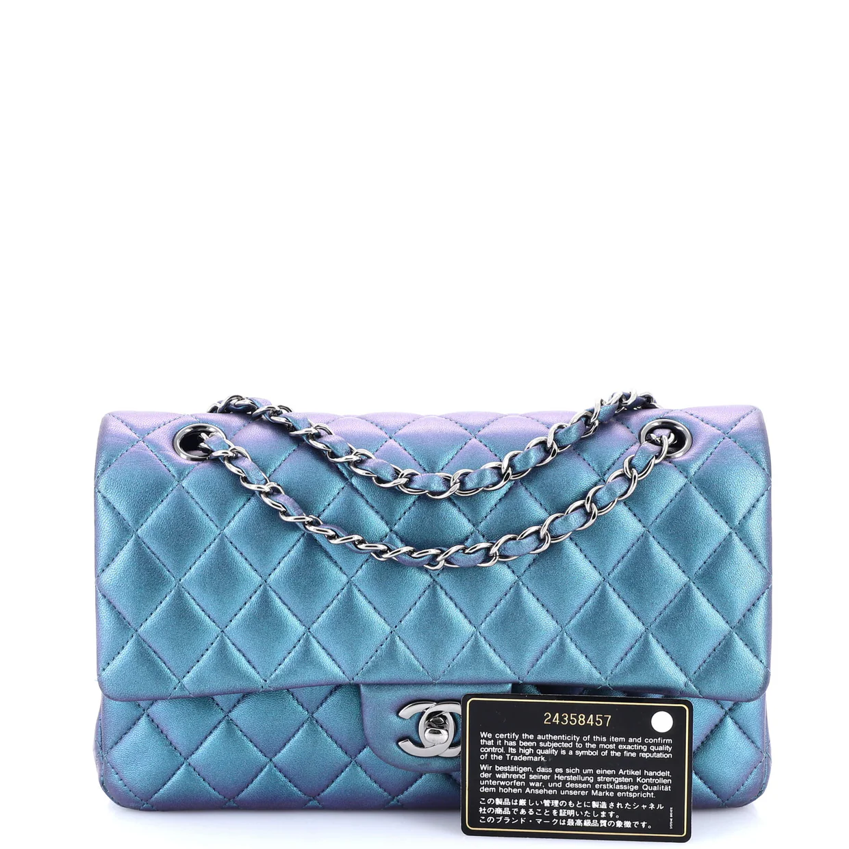 Classic Double Flap Bag Quilted Iridescent Lambskin Medium - Deep Luxury