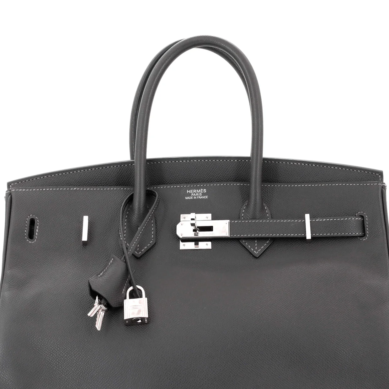 Birkin Handbag Grey Epsom with Palladium Hardware 35 - Deep Luxury