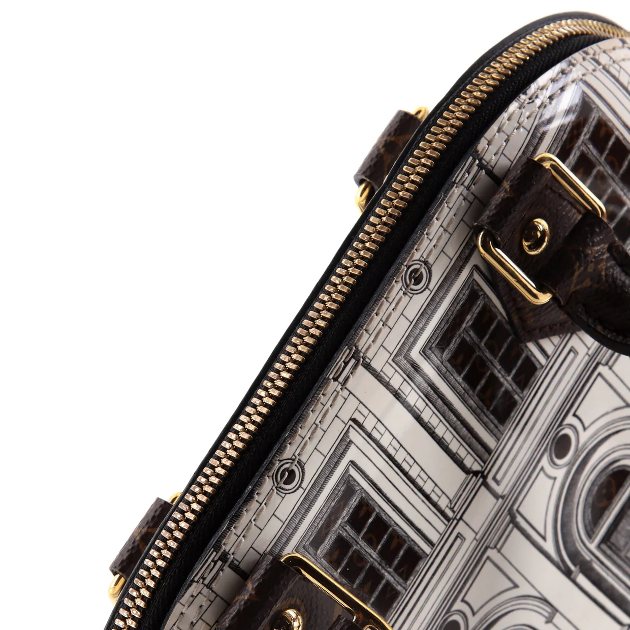 Alma Handbag Limited Edition Fornasetti Architettura Print Leather and Monogram Canvas BB - Deep Luxury