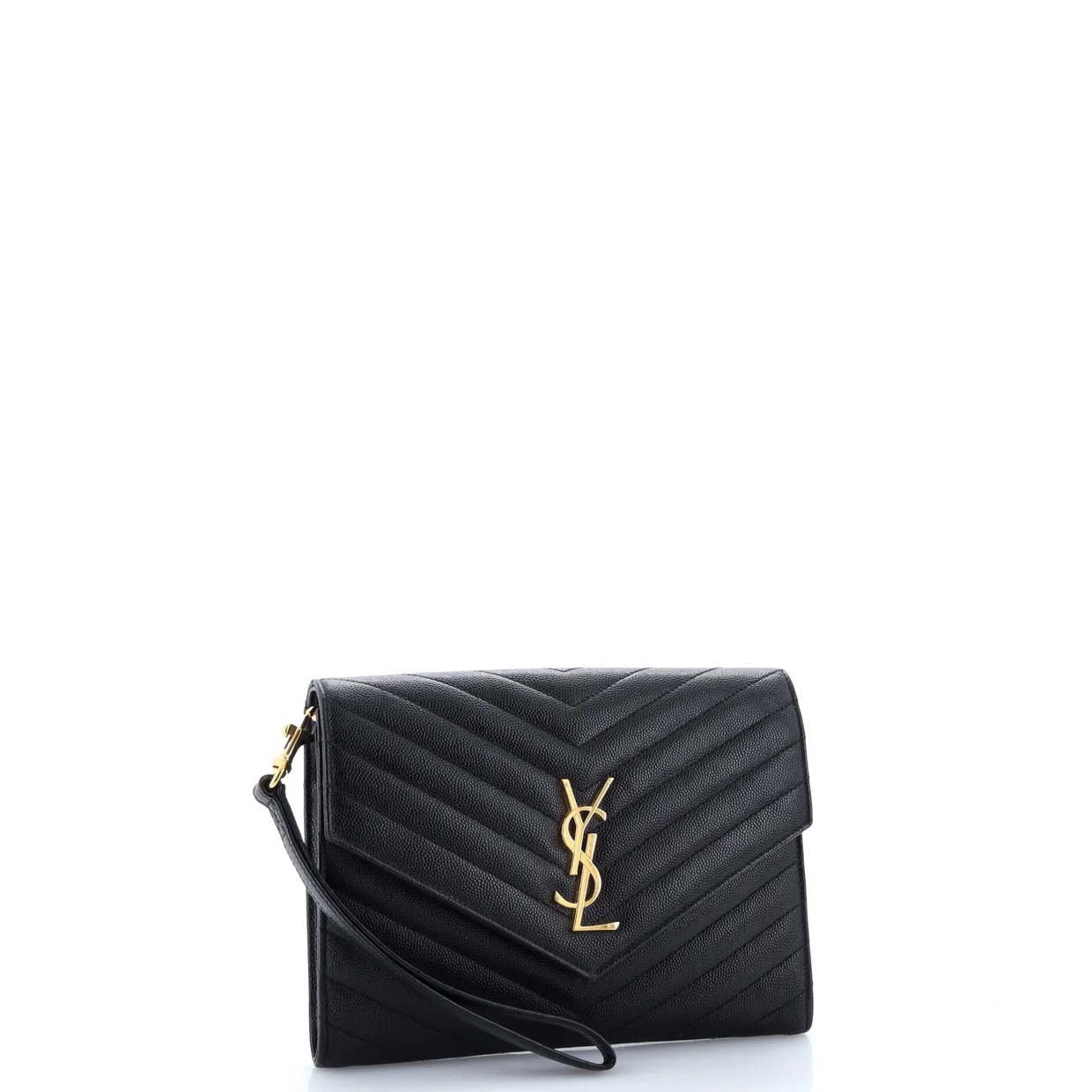 Classic Monogram Envelope Wristlet Clutch Matelasse Chevron Leather - Deep Luxury