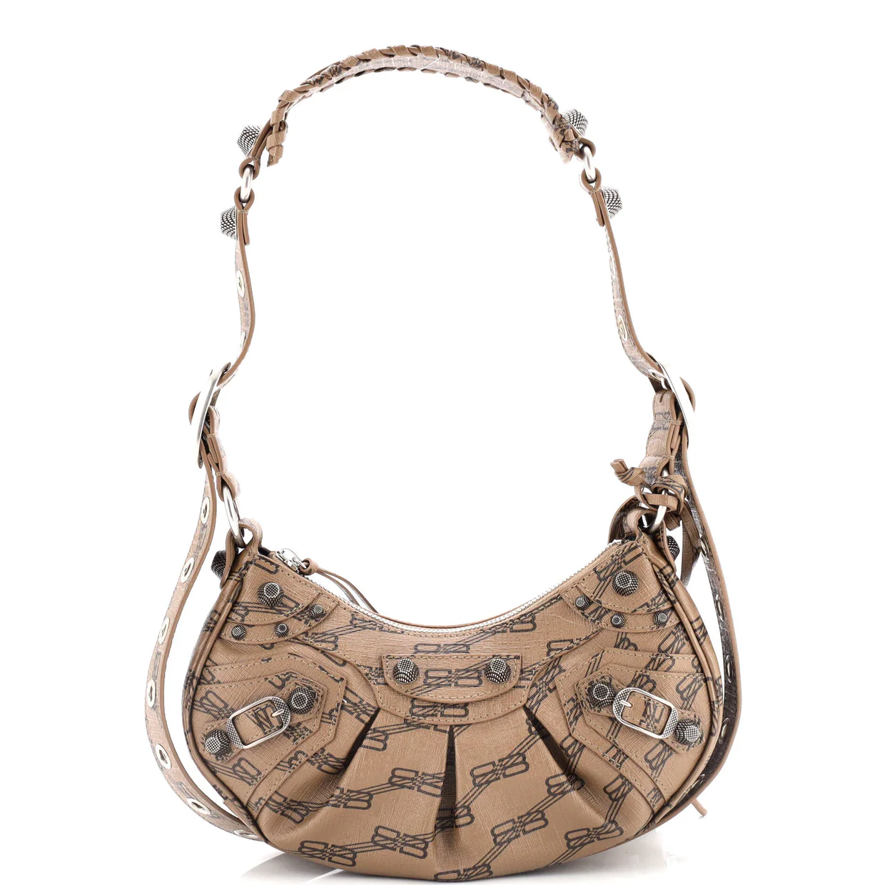 Le Cagole Giant Studs Shoulder Bag BB Monogram Coated Canvas XS - Deep Luxury