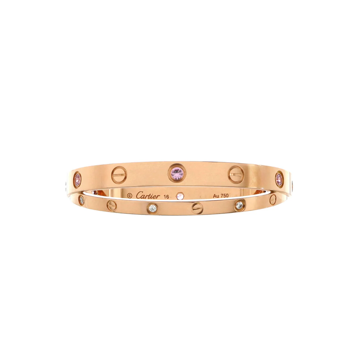 Double Love Bracelet 18K Rose Gold with Pink Sapphires and Diamonds - Deep Luxury