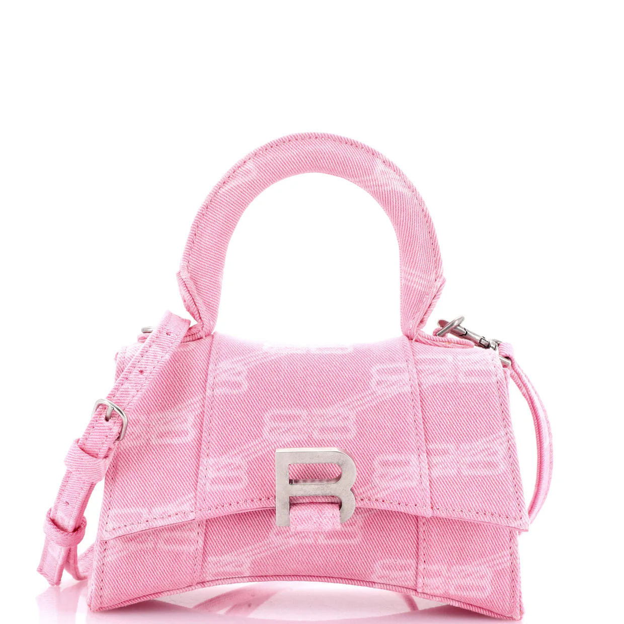 Hourglass Top Handle Bag BB Monogram Denim XS - Deep Luxury