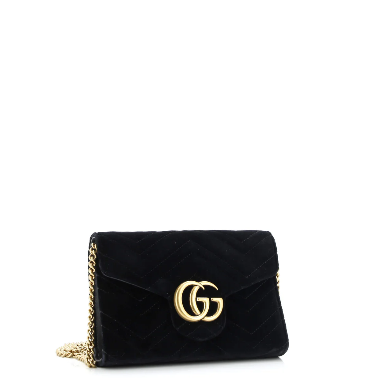 GG Marmont Chain Wallet Matelasse Velvet Mini - Deep Luxury