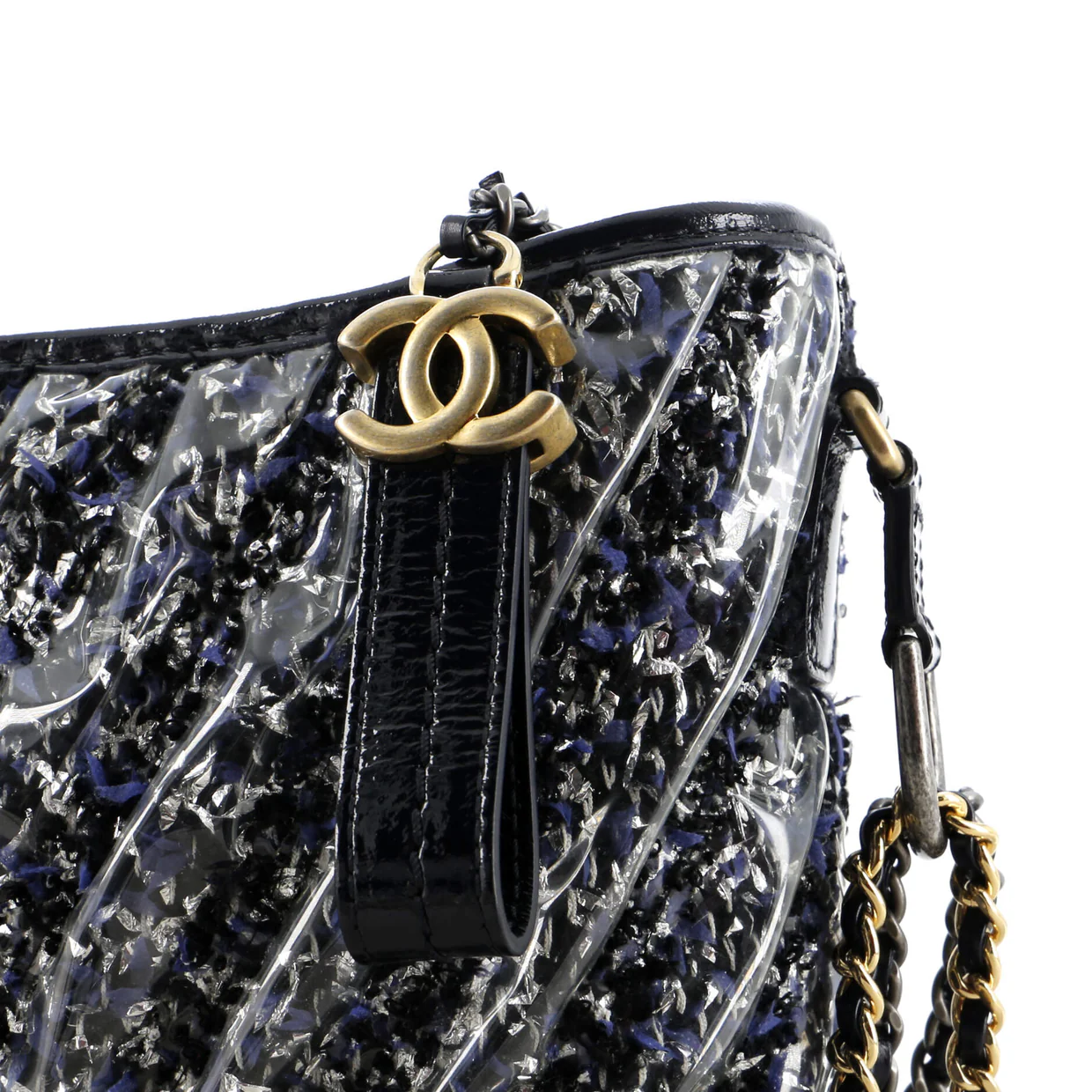 Gabrielle Hobo Chevron PVC Over Tweed Medium - Deep Luxury