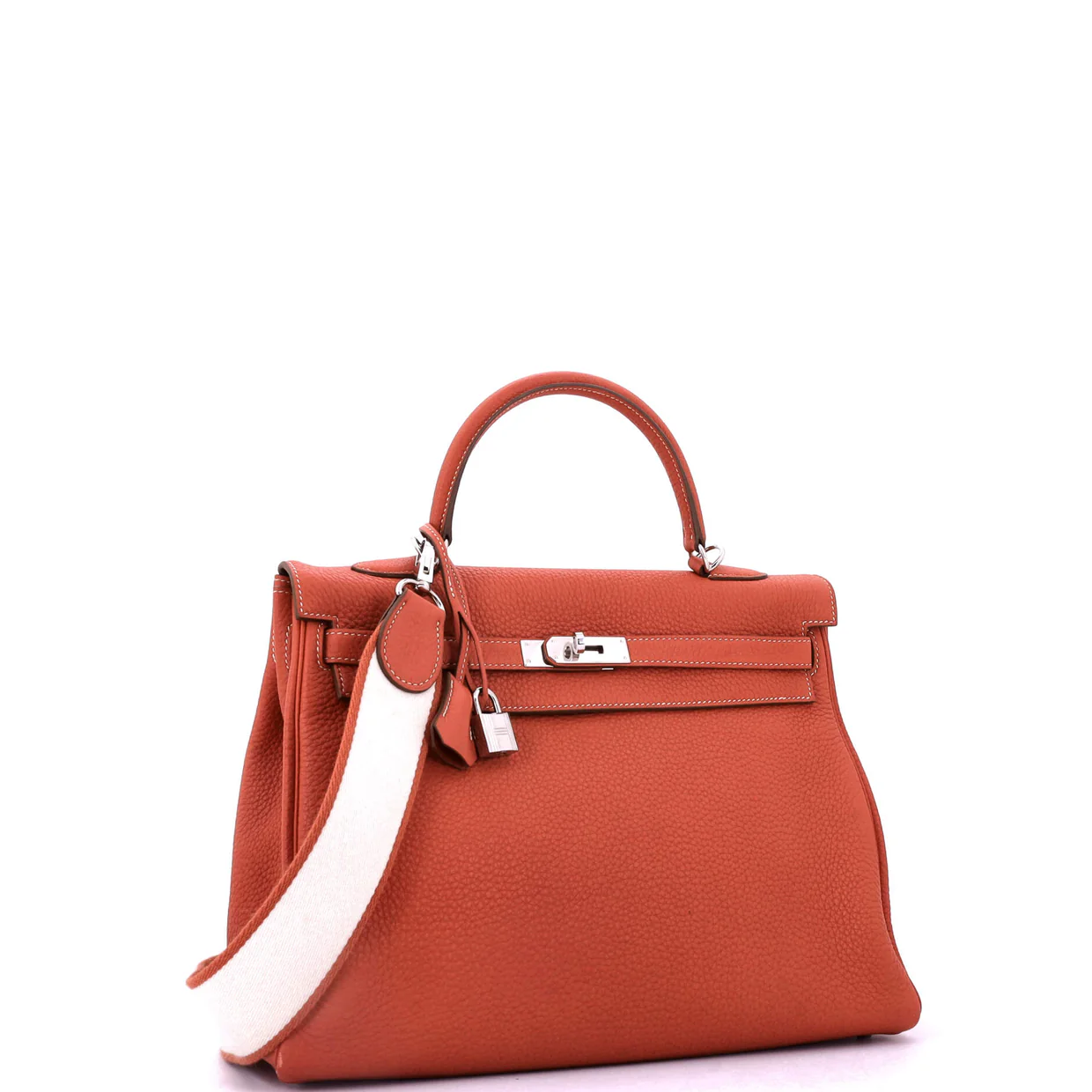 Kelly Amazone Handbag Sanguine Clemence with Palladium Hardware 35 - Deep Luxury