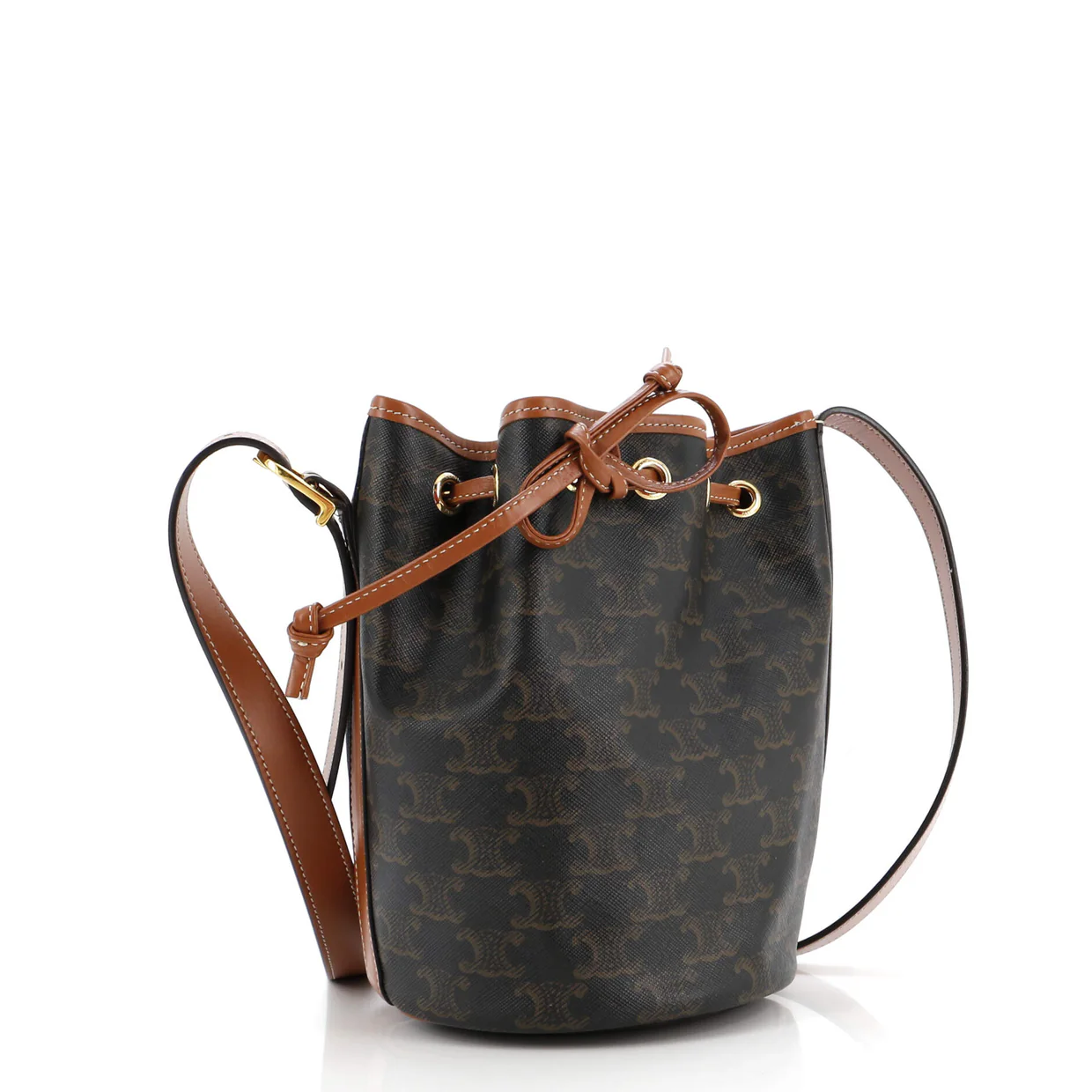 Drawstring Bucket Bag Triomphe Coated Canvas Small - Deep Luxury