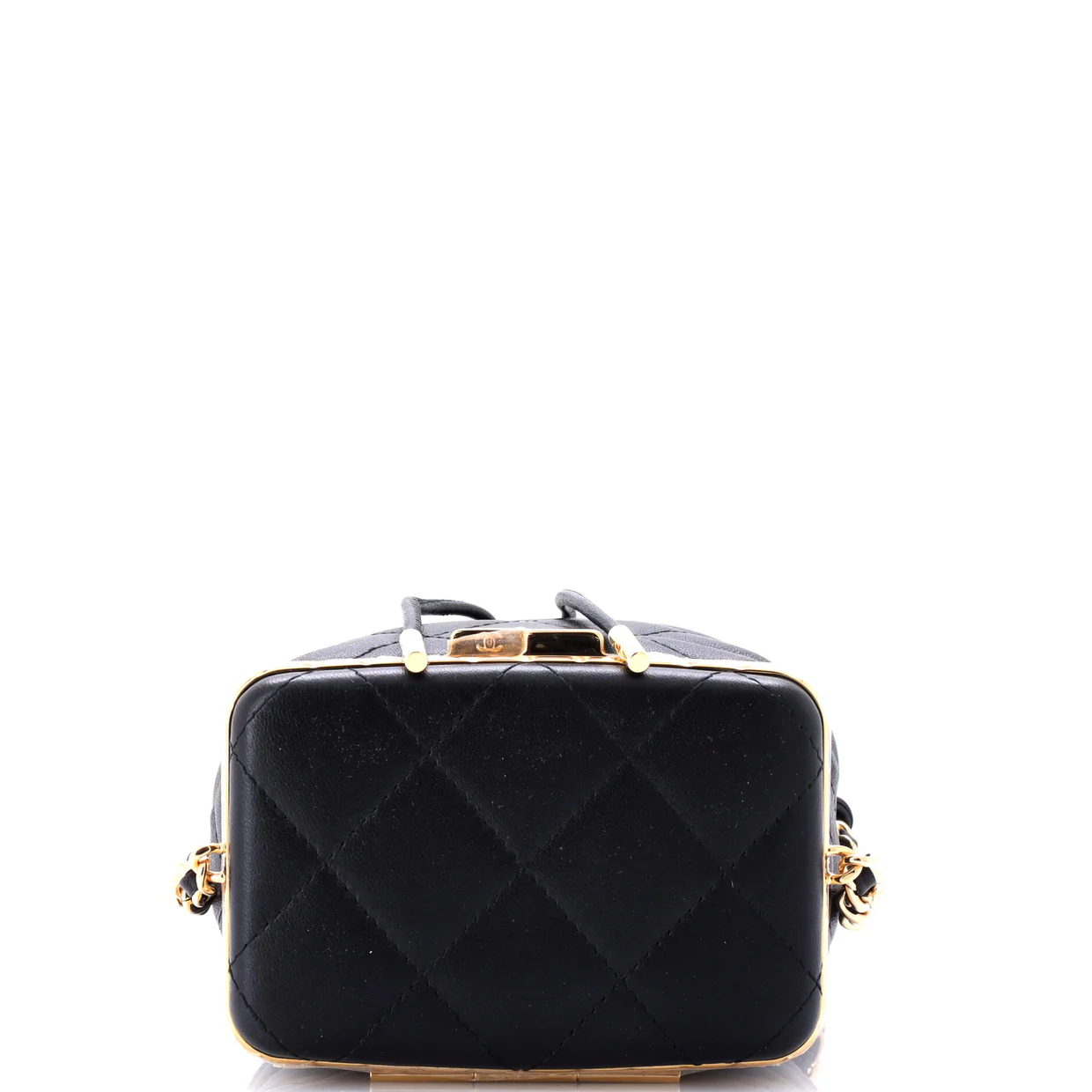 Lock Frame Bucket Bag with Chain Quilted Lambskin Small - Deep Luxury