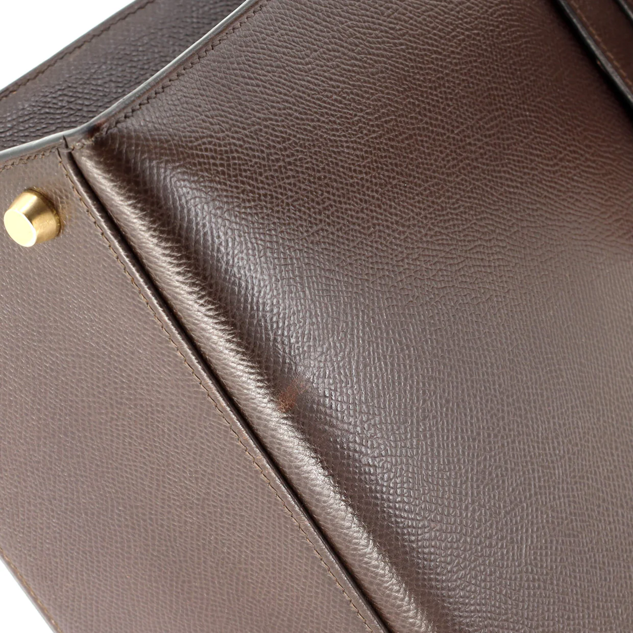 Kelly Handbag Ebene Courchevel with Gold Hardware 32 - Deep Luxury
