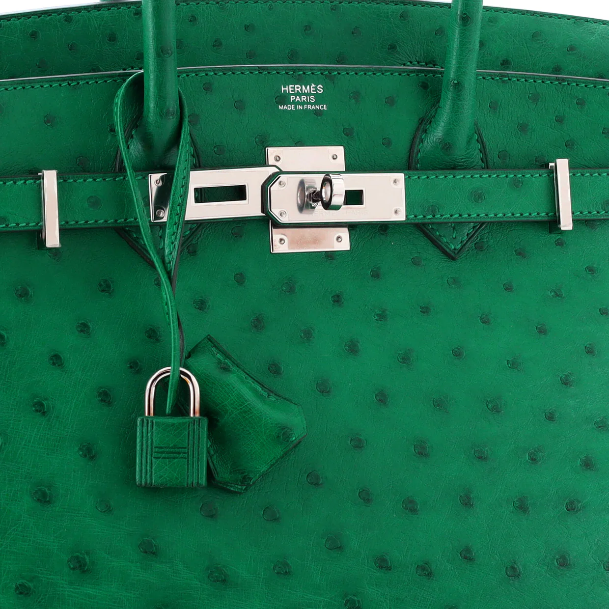Birkin Handbag Vert Vertigo Ostrich with Palladium Hardware 30 - Deep Luxury