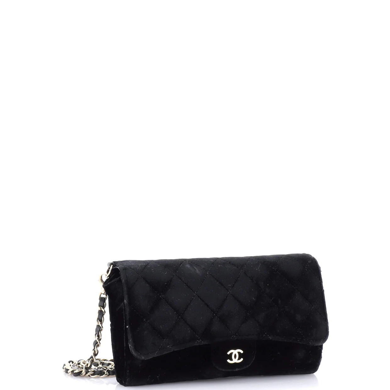 Wallet on Short Chain Quilted Velvet - Deep Luxury