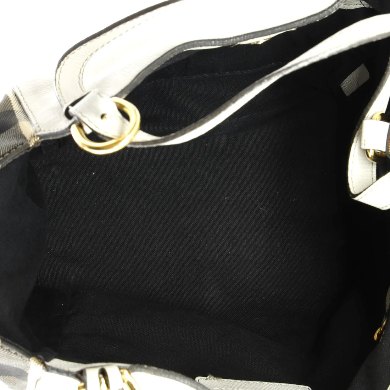 Canterbury Tote Leather and House Check Canvas Small - Deep Luxury