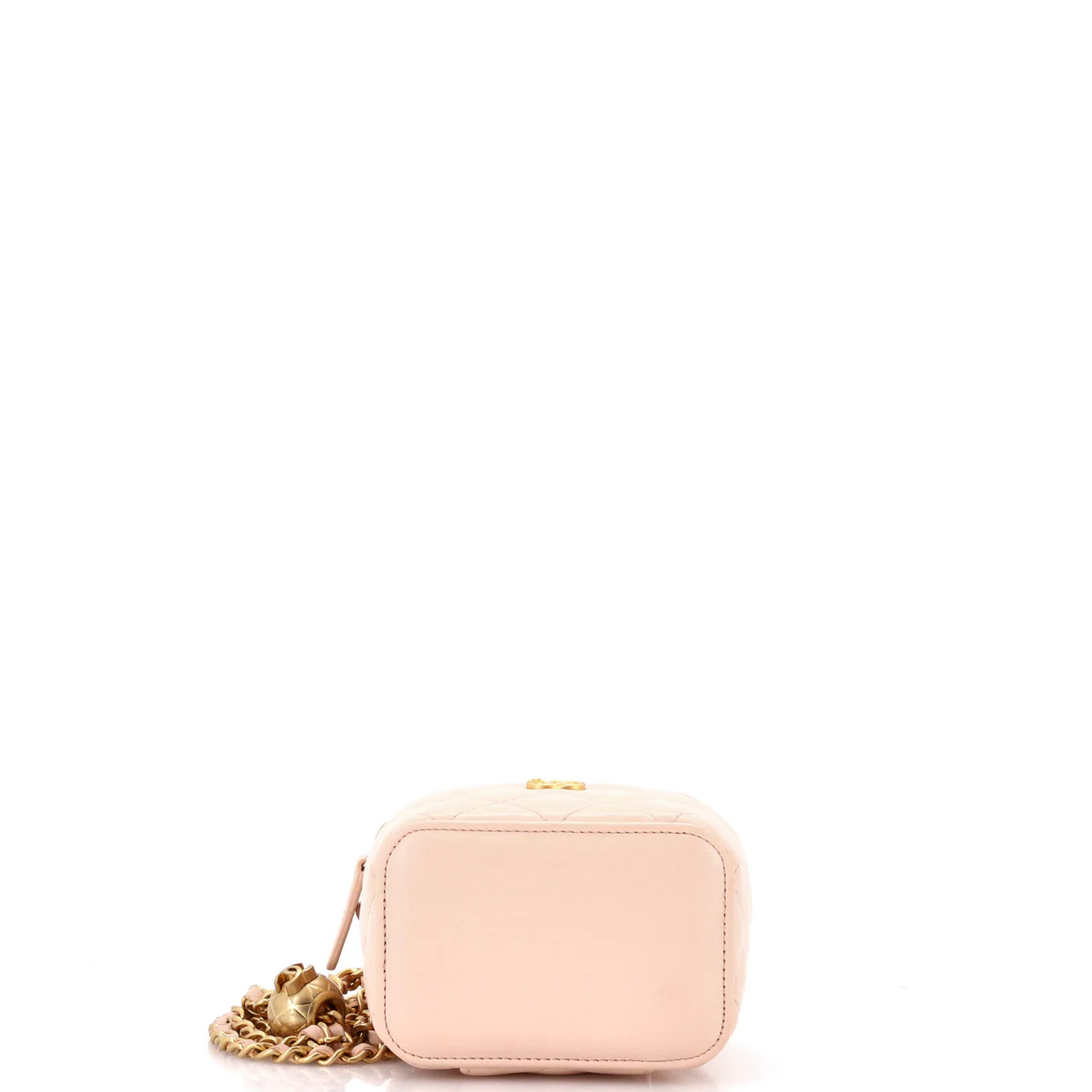 Pearl Crush Vanity Case with Chain Quilted Lambskin Mini - Deep Luxury