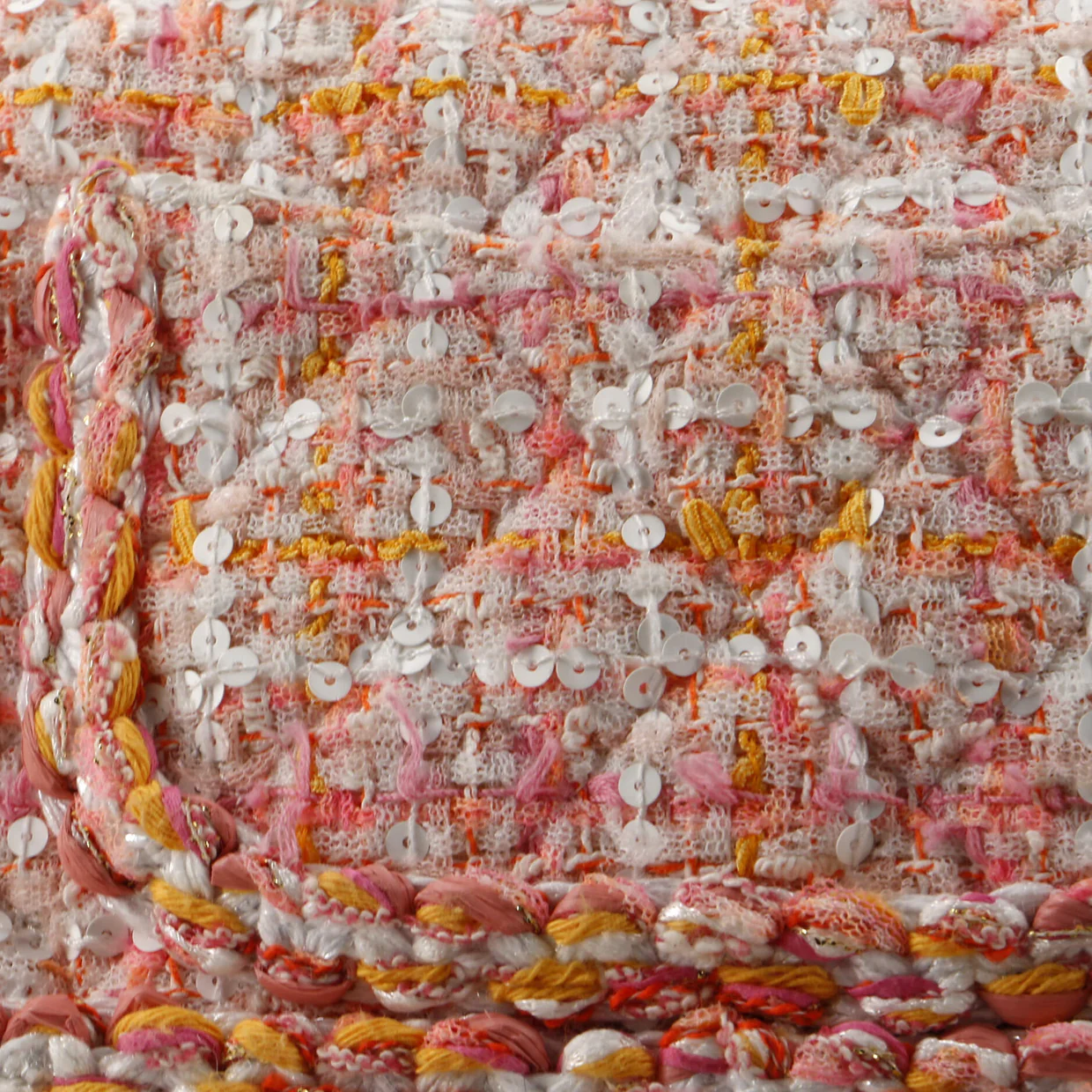 Classic Single Flap Bag Braided Quilted Tweed with Sequins Mini - Deep Luxury