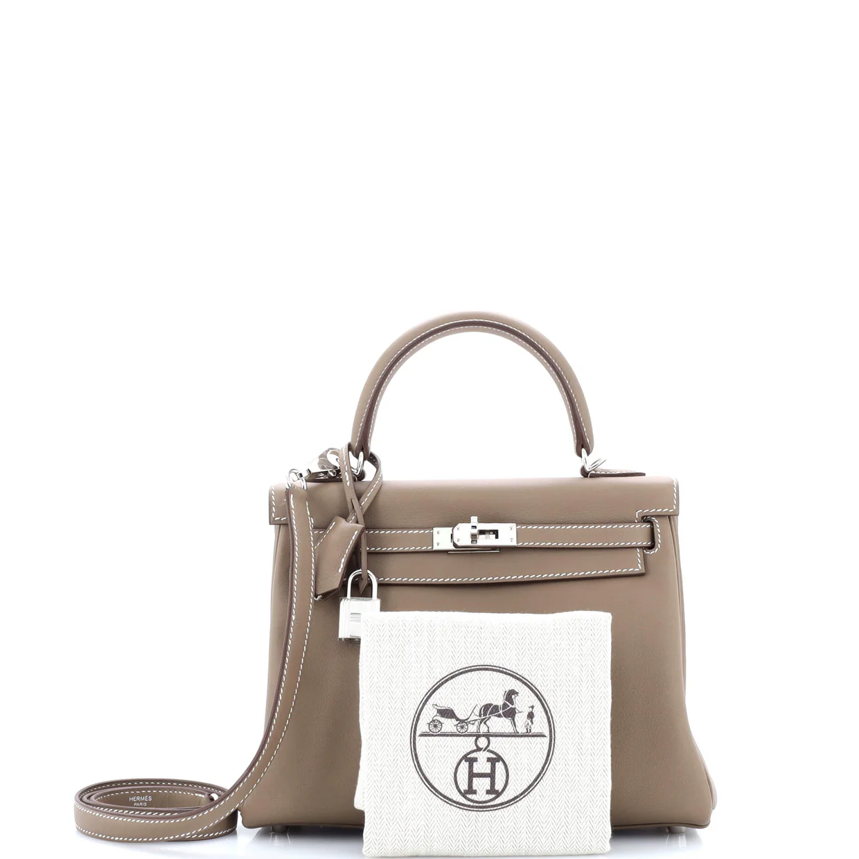 Kelly Handbag Grey Swift with Palladium Hardware 25 - Deep Luxury