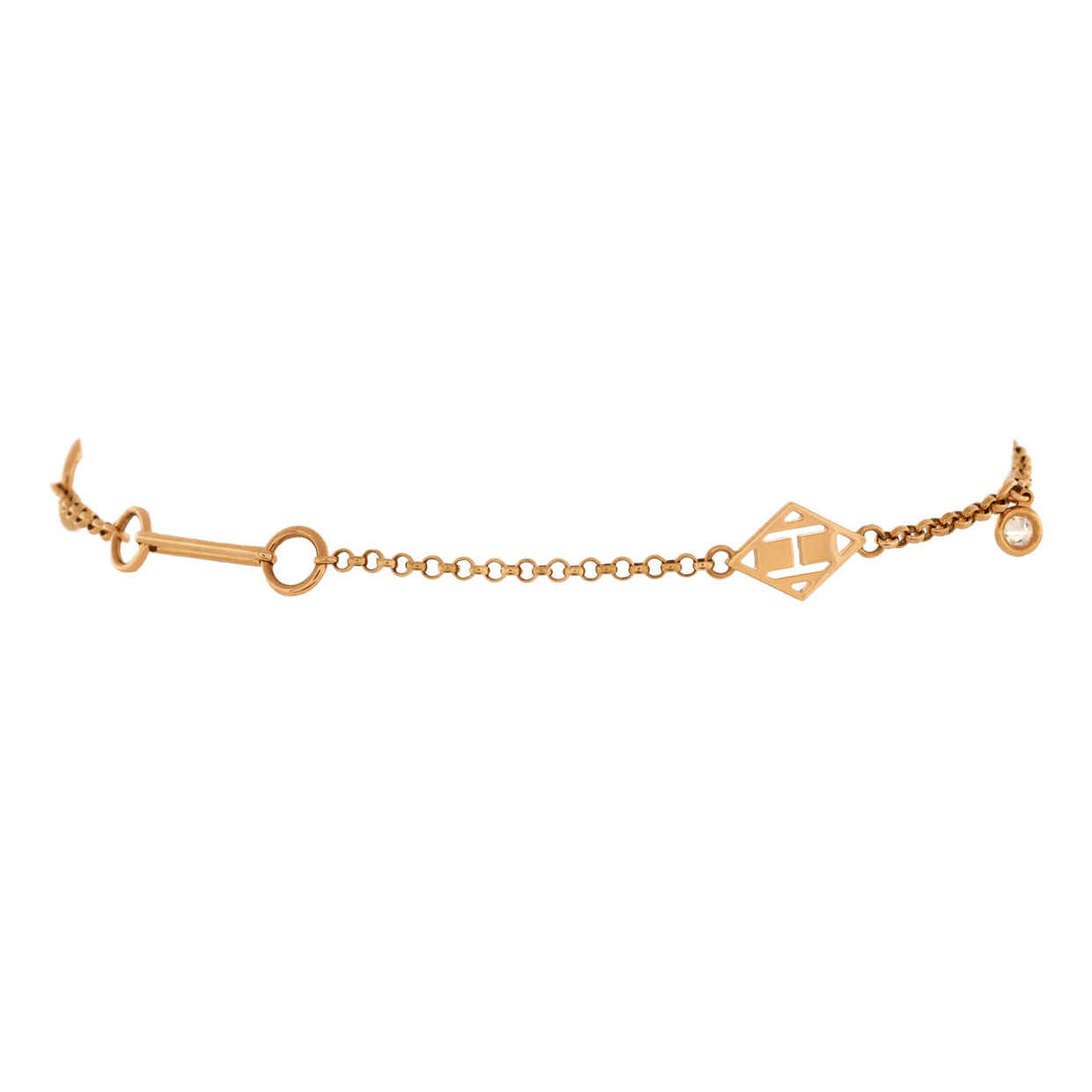 Gambade Bracelet 18K Rose Gold with 2 Diamonds - Deep Luxury