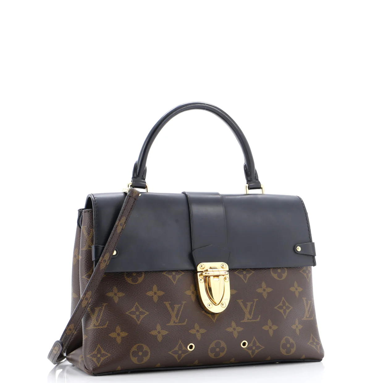 One Handle Flap Bag Monogram Canvas and Leather MM - Deep Luxury