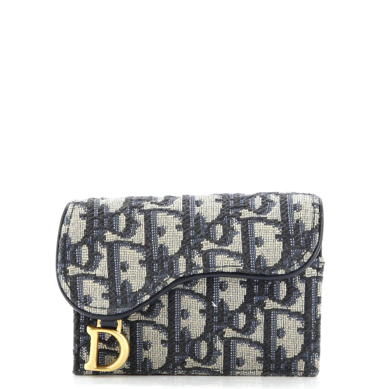 Saddle Flap Zipped Card Holder Oblique Canvas Compact - Deep Luxury