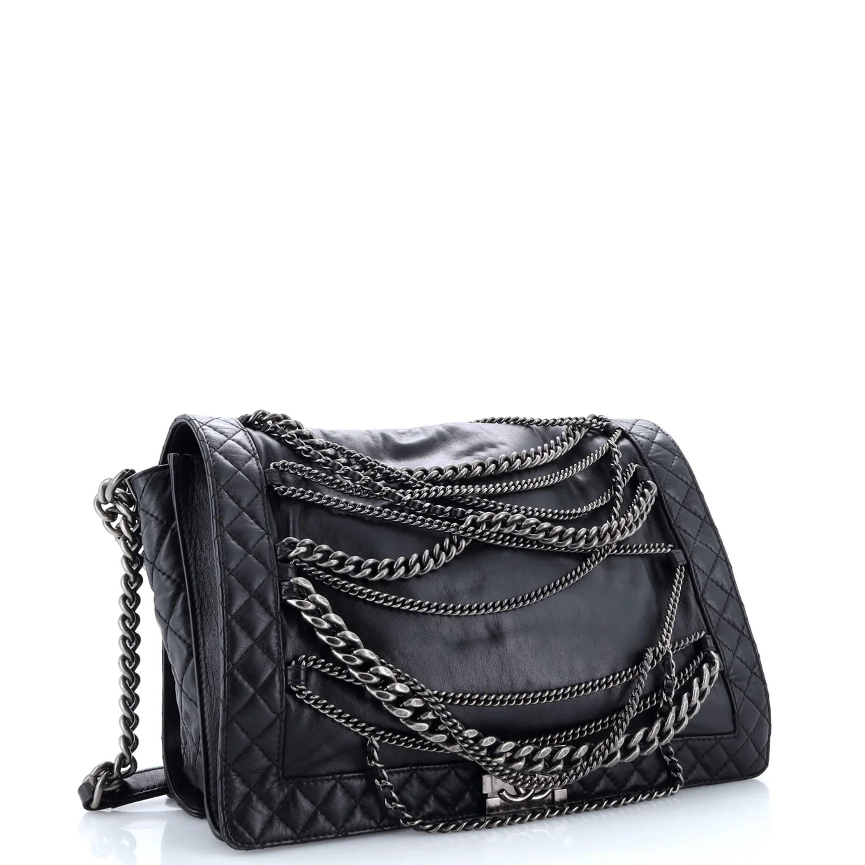 Boy Flap Bag Enchained Lambskin XL - Deep Luxury