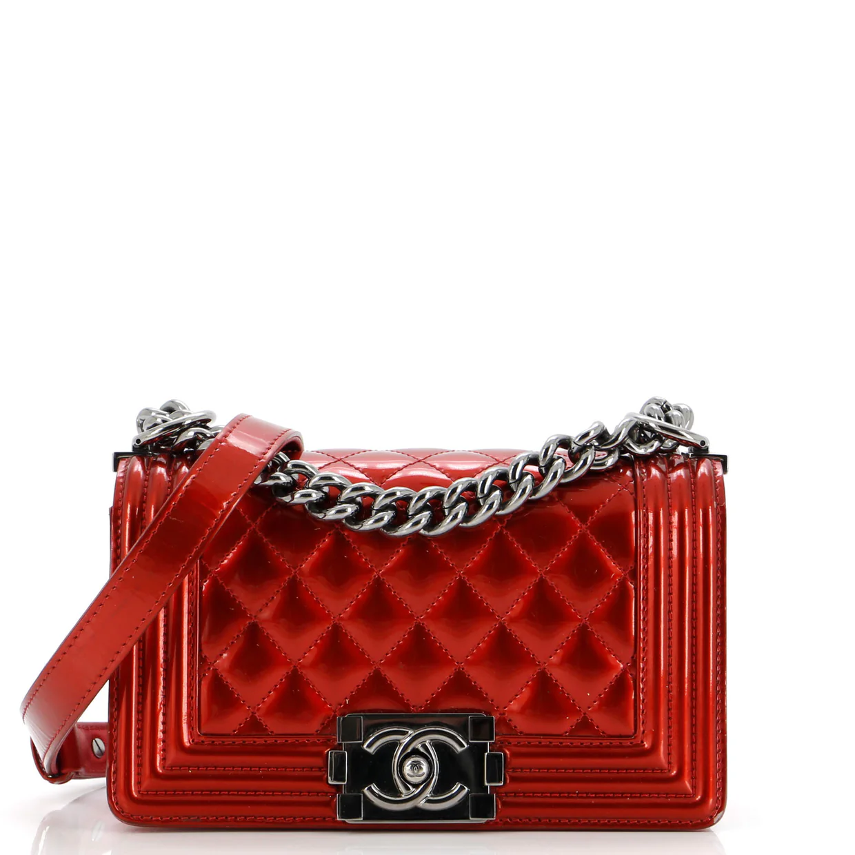 Boy Flap Bag Quilted Patent Small - Deep Luxury