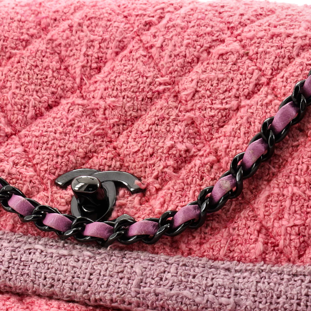 Two Tone Flap Bag Quilted Tweed Small - Deep Luxury