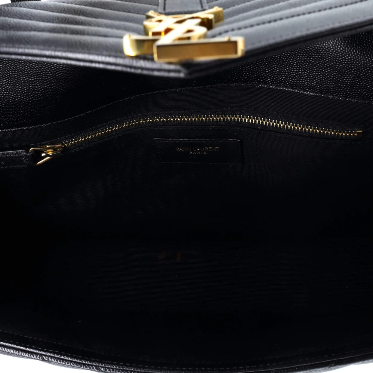 Classic Monogram Envelope Satchel Matelasse Chevron Leather Large - Deep Luxury