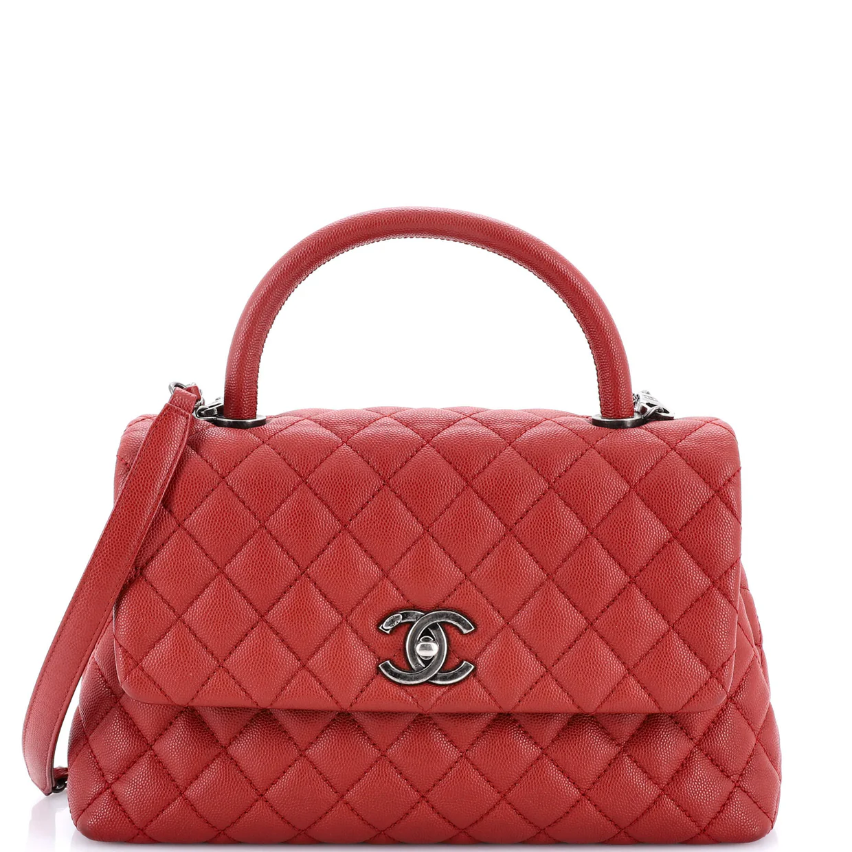 Coco Top Handle Bag Quilted Caviar Small - Deep Luxury