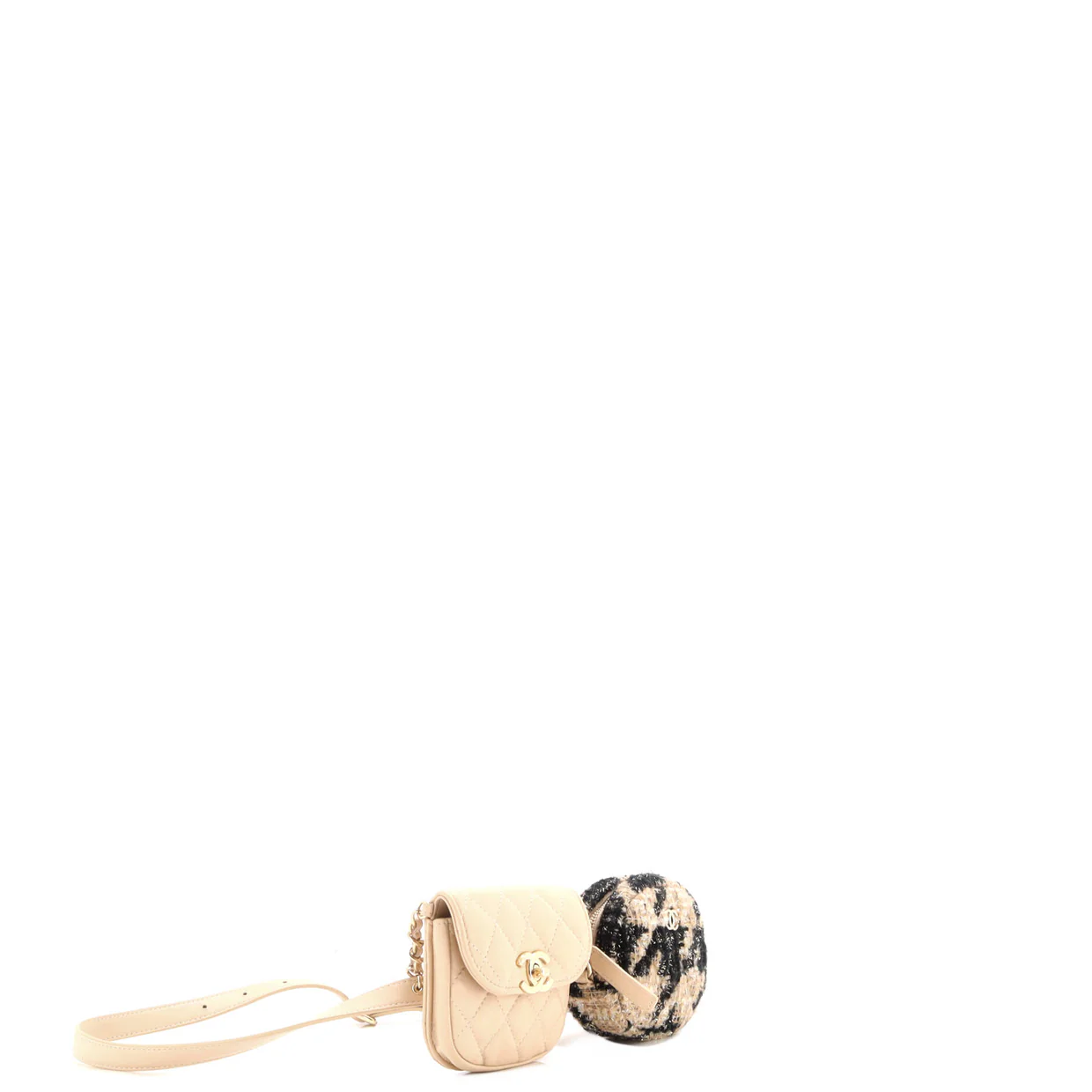 CC Waist Bag with Coin Purse Quilted Lambskin and Tweed - Deep Luxury