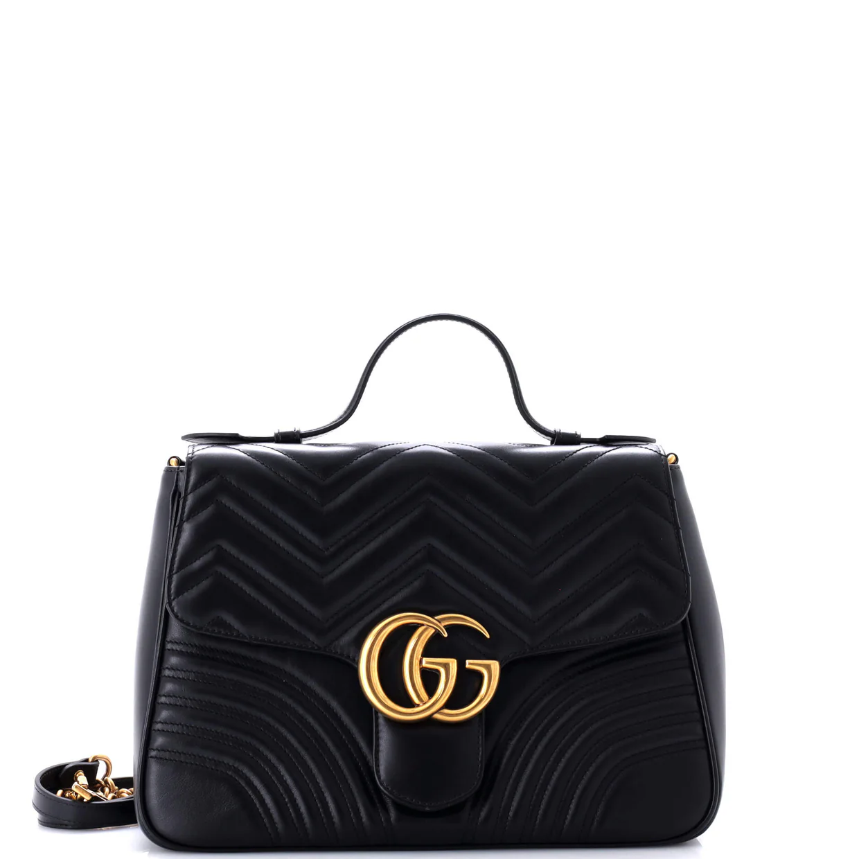 GG Marmont Top Handle Flap Bag Matelasse Leather Medium - Deep Luxury