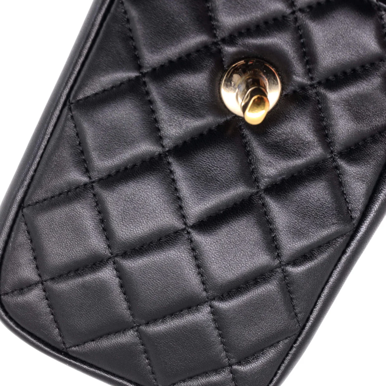 CC Flap Phone Holder Crossbody Bag Quilted Lambskin - Deep Luxury