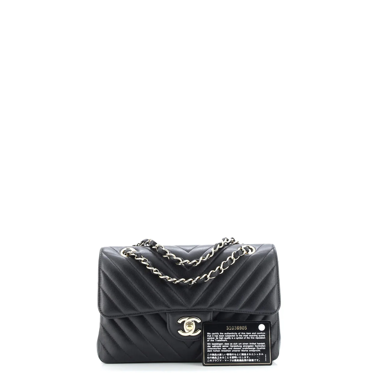 Classic Double Flap Bag Chevron Caviar Small - Deep Luxury
