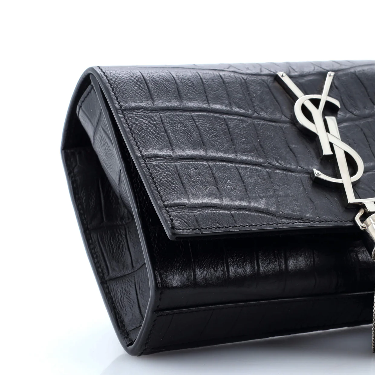 Classic Monogram Tassel Crossbody Bag Crocodile Embossed Leather Small - Deep Luxury