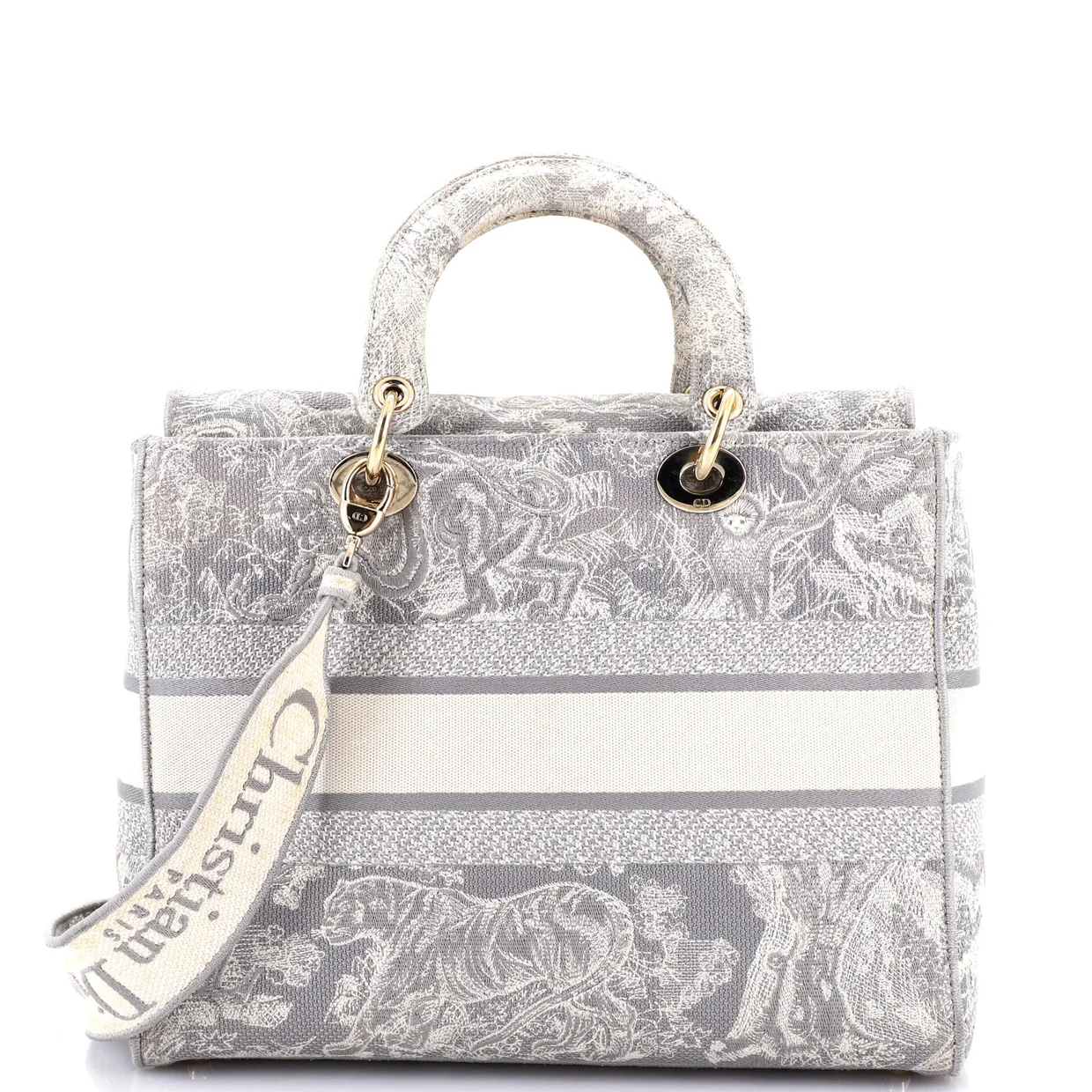 Lady D-Lite Bag Embroidered Canvas Large - Deep Luxury