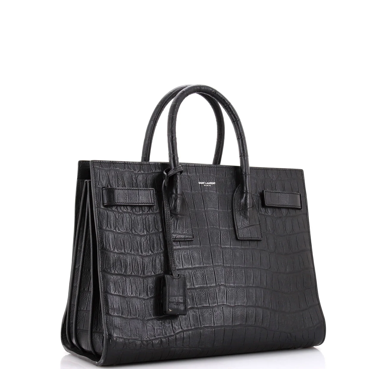 Sac de Jour Bag Crocodile Embossed Leather Small - Deep Luxury