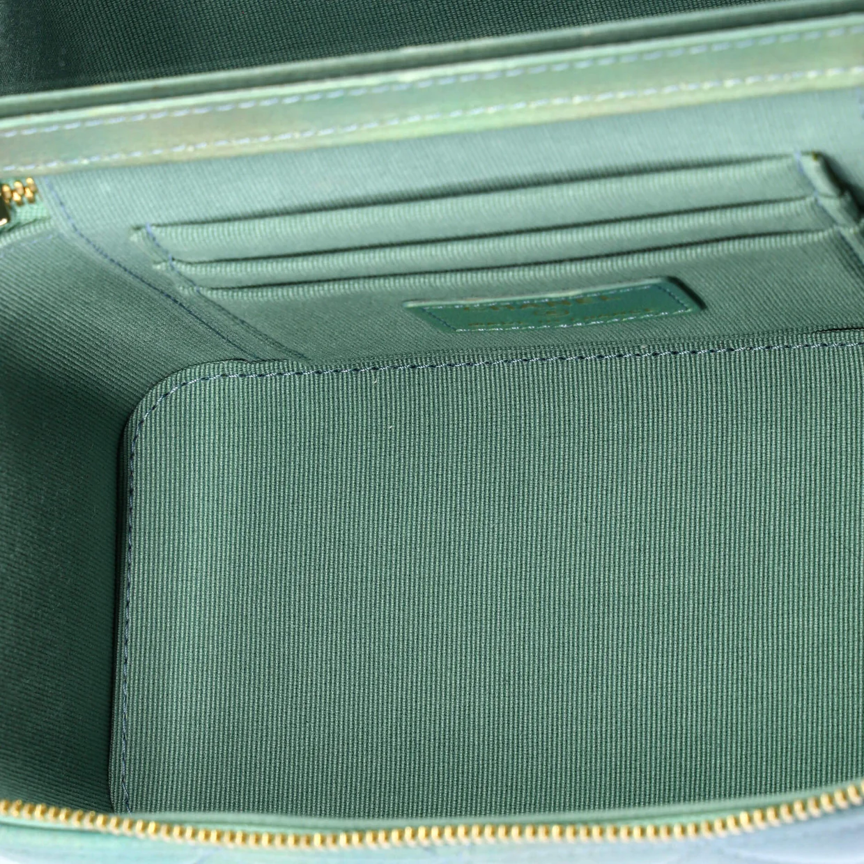 Classic Top Handle Vanity Case with Chain Quilted Iridescent Rainbow Lambskin Small - Deep Luxury