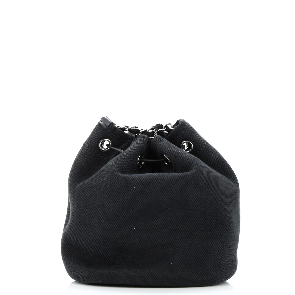 Deauville Drawstring Bucket Bag Pearl Embellished Canvas Medium - Deep Luxury