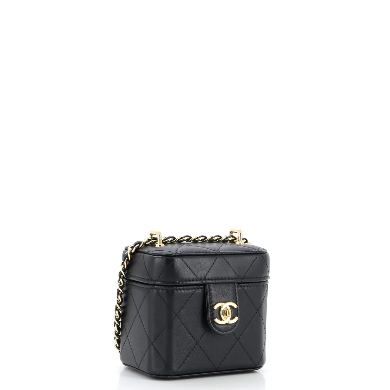 CC Turnlock Box Vanity Case with Chain Quilted Lambskin Mini - Deep Luxury