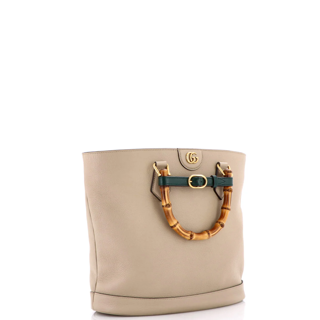 Diana Bamboo Handle Round Tote Leather Medium - Deep Luxury