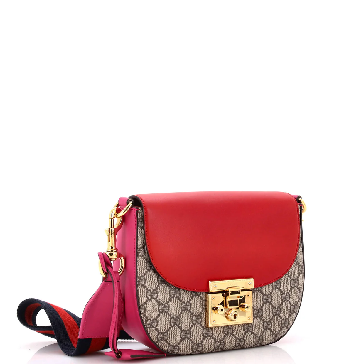 Padlock Saddle Shoulder Bag GG Coated Canvas and Leather Medium - Deep Luxury