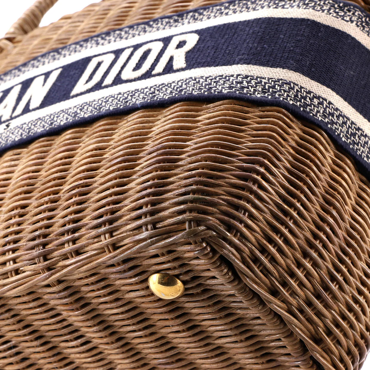 Basket Bag Wicker and Oblique Canvas Large - Deep Luxury