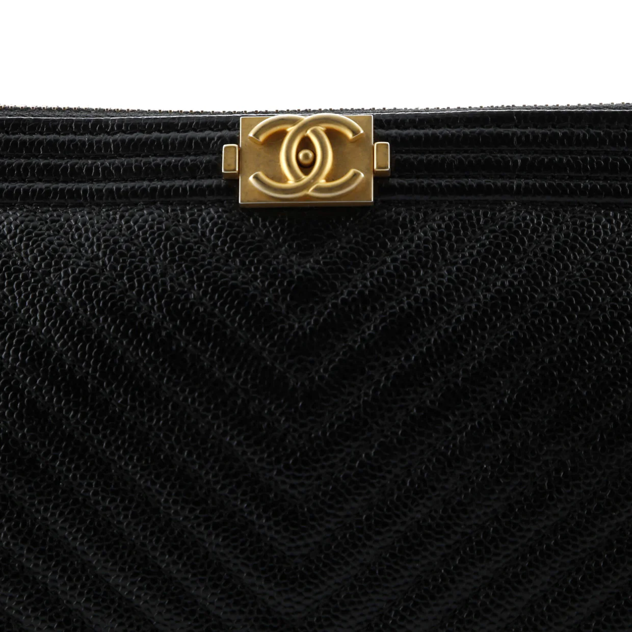 Boy O Case Clutch Chevron Caviar Medium - Deep Luxury