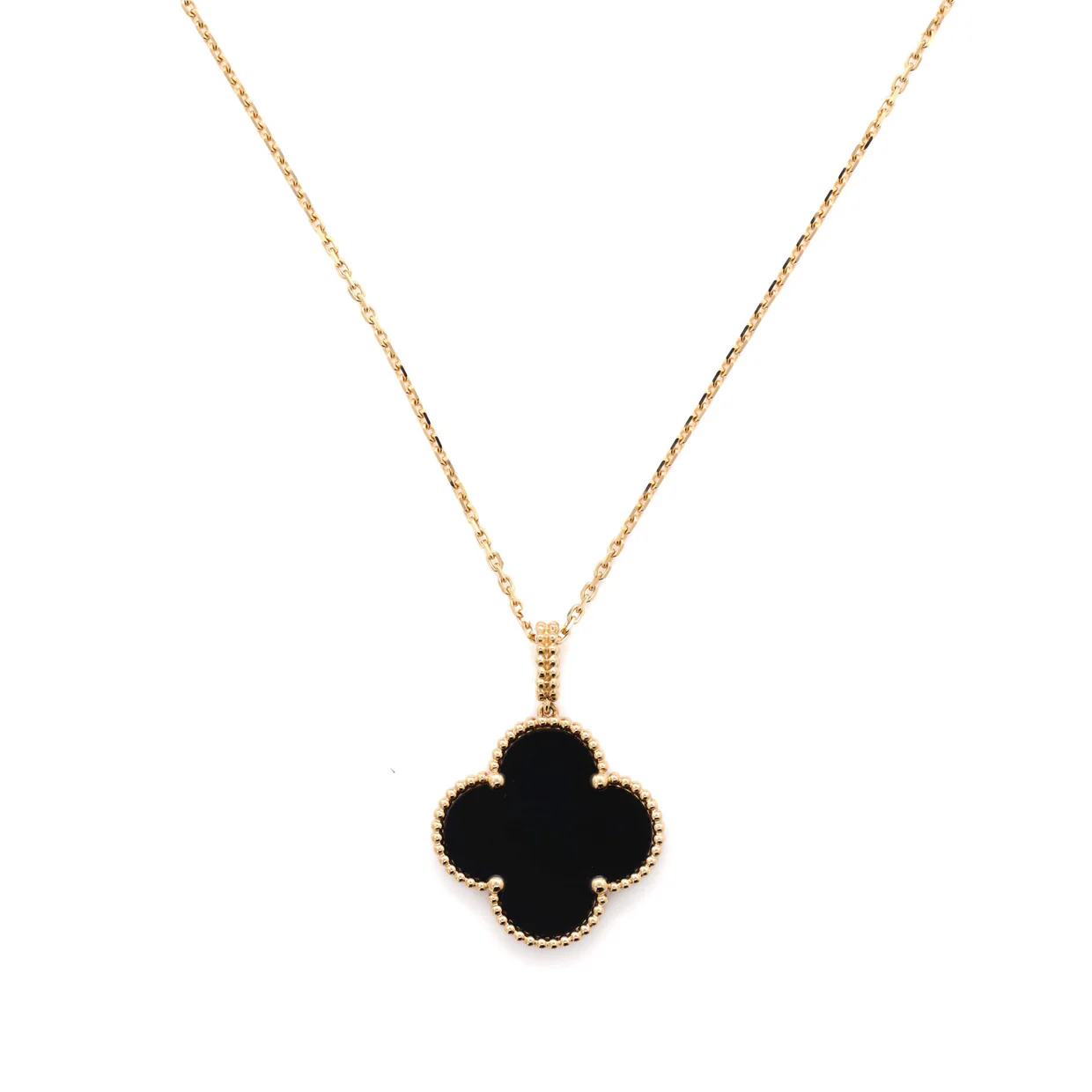 Magic Alhambra Pendant Necklace 18K Yellow Gold and Onyx - Deep Luxury
