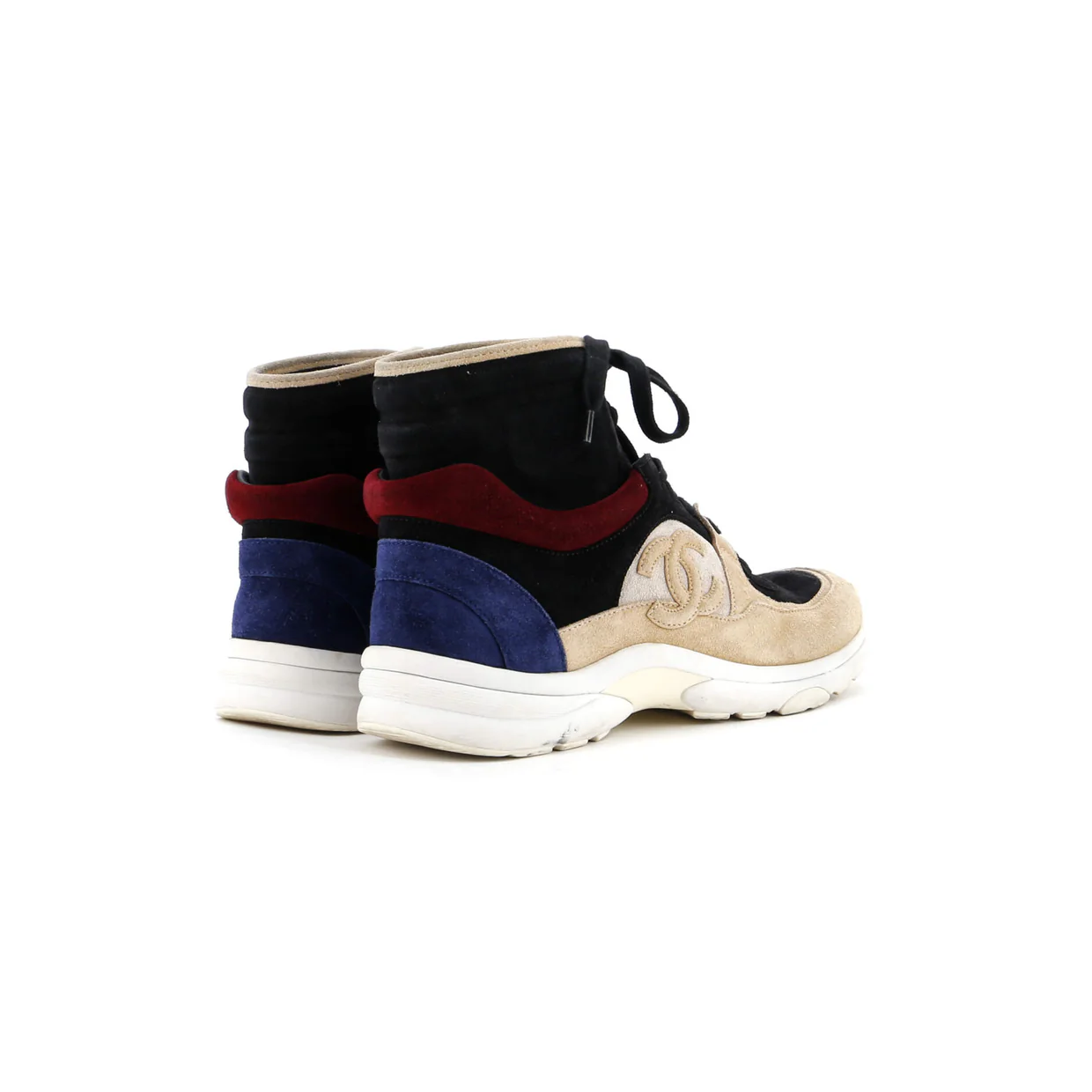 Women's CC High-Top Sneakers Suede and Leather - Deep Luxury