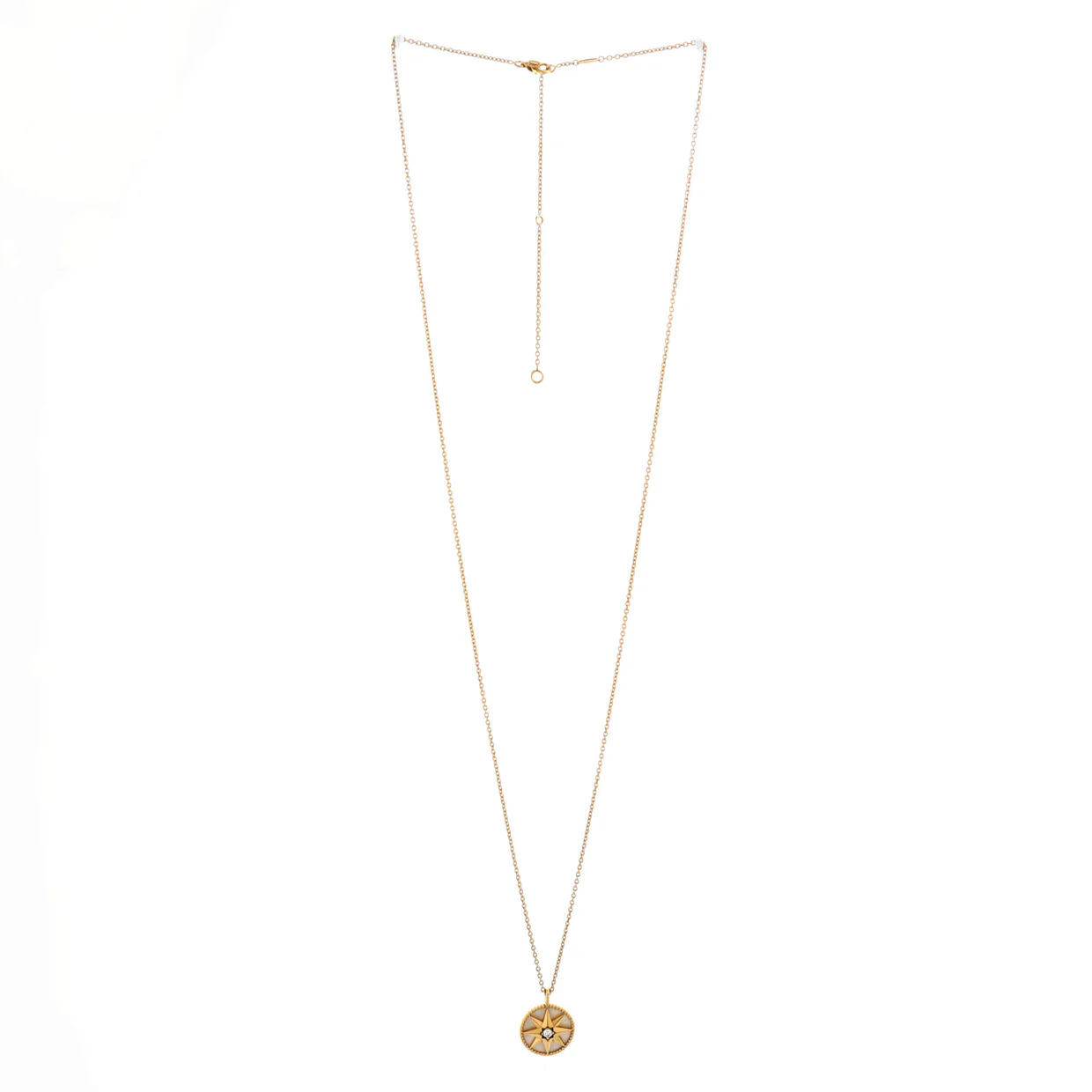 Rose des Vents Necklace 18K Yellow Gold with Diamond and Mother of Pearl Large - Deep Luxury