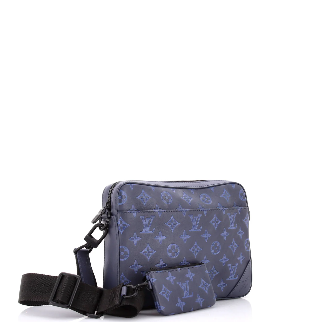 Duo Messenger Bag Monogram Shadow Leather - Deep Luxury