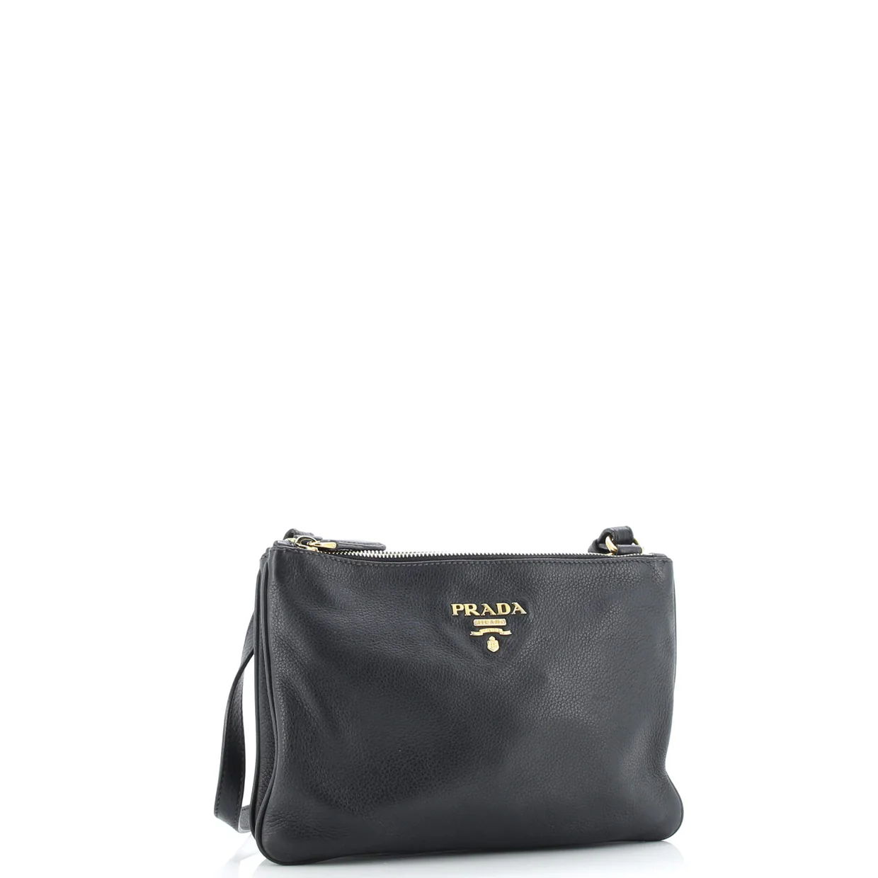 Double Zip Crossbody Bag Vitello Daino Small - Deep Luxury