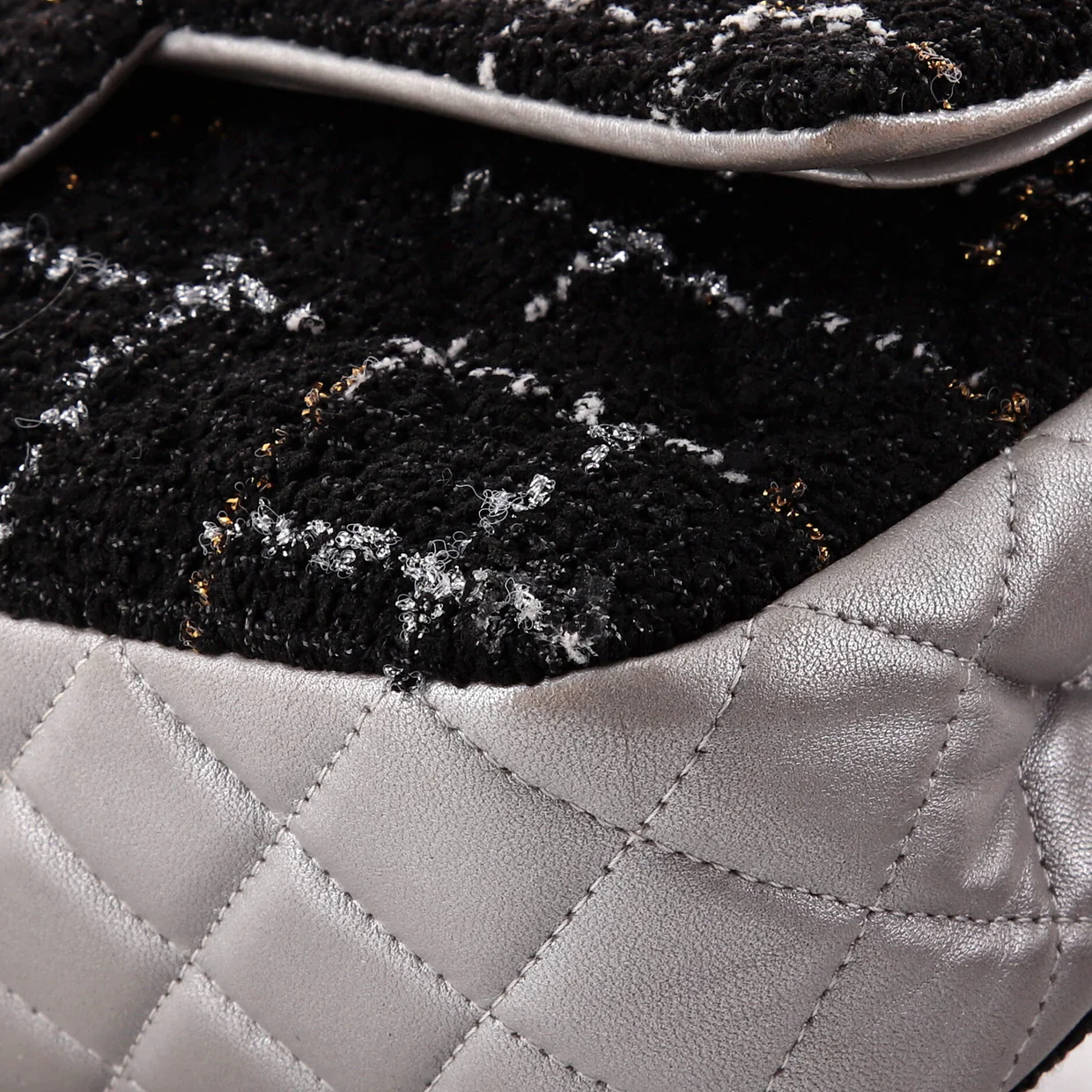 Classic Double Flap Bag Tweed and Quilted Lambskin Medium - Deep Luxury