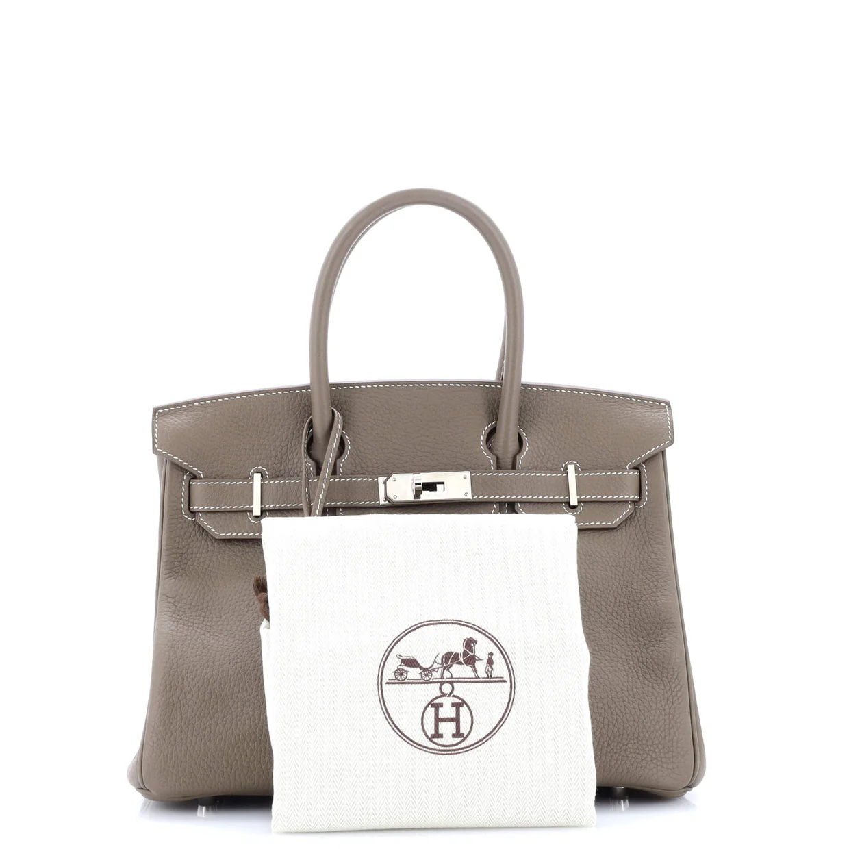 Birkin Handbag Grey Clemence with Palladium Hardware 30 - Deep Luxury